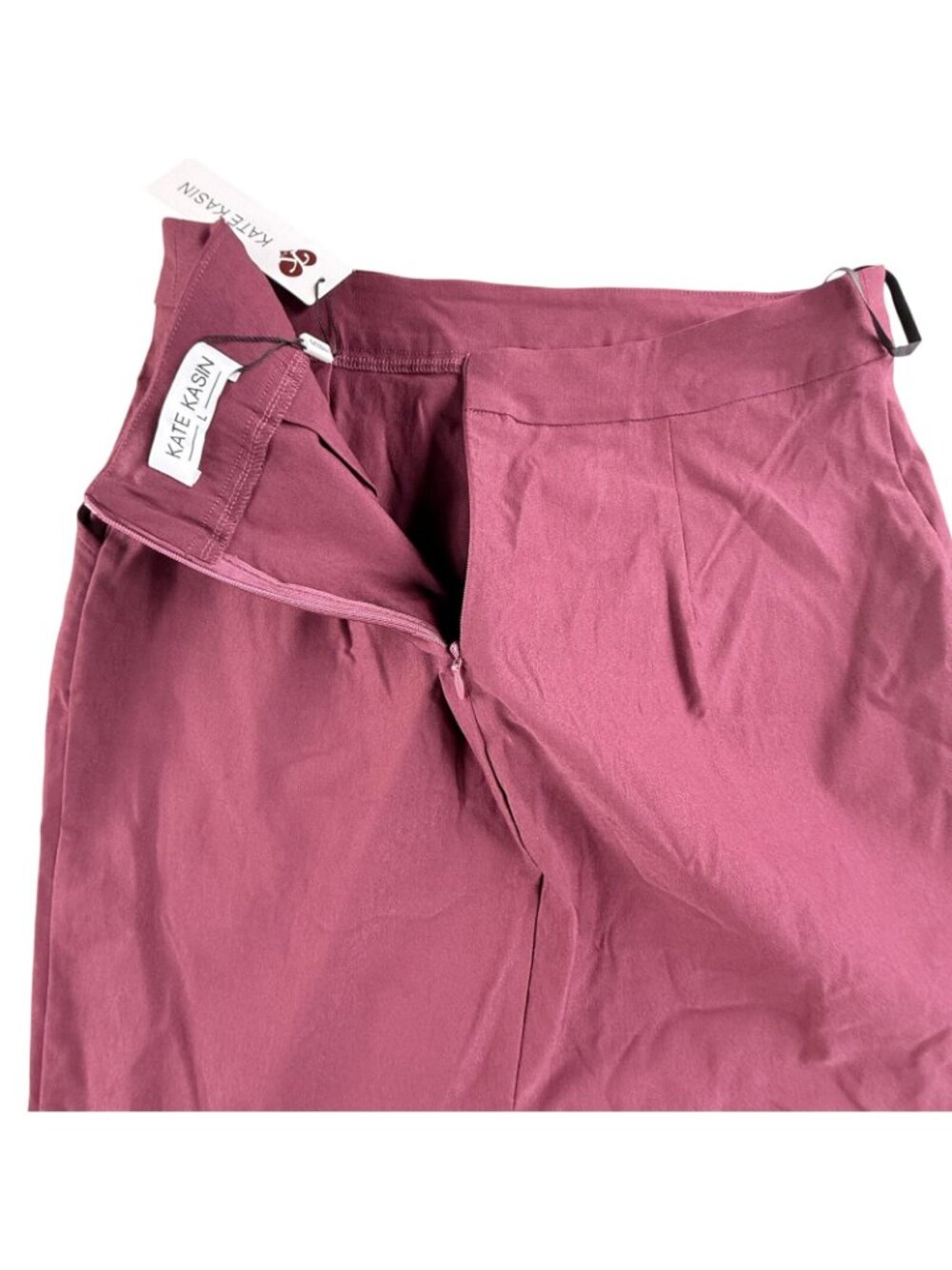 Kate Kasin Skirt Womens Large Red Pencil Stretch Knee Length Pockets Work Office - Picture 4 of 16